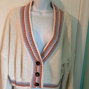 ee:some cropped striped detail v-neck cardigan VGUC